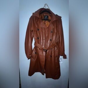 Faux leather trench coach 3/4 length